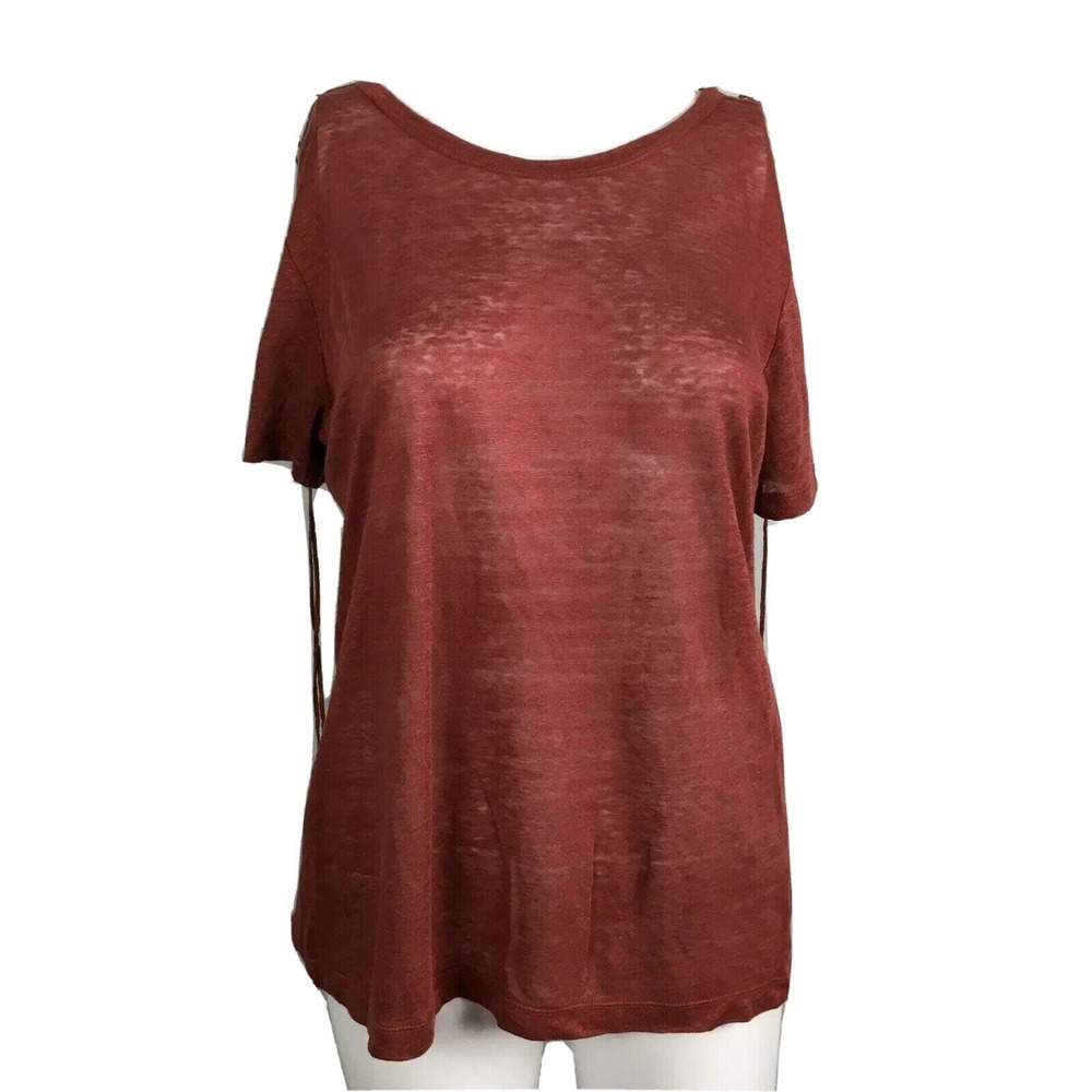 Acrobat Shirt Womens Sz S Rust Orange Knit‎ Linen Short Sleeve T-Shirt